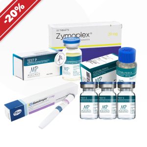 Course for strength: expert. Dexamethasone, growth hormone, insulin, testosterone enanthate, testosterone propionate and clenbuterol