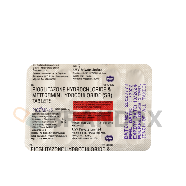 Pioz MF 15/500 mg USV Private Ltd. - Image 4